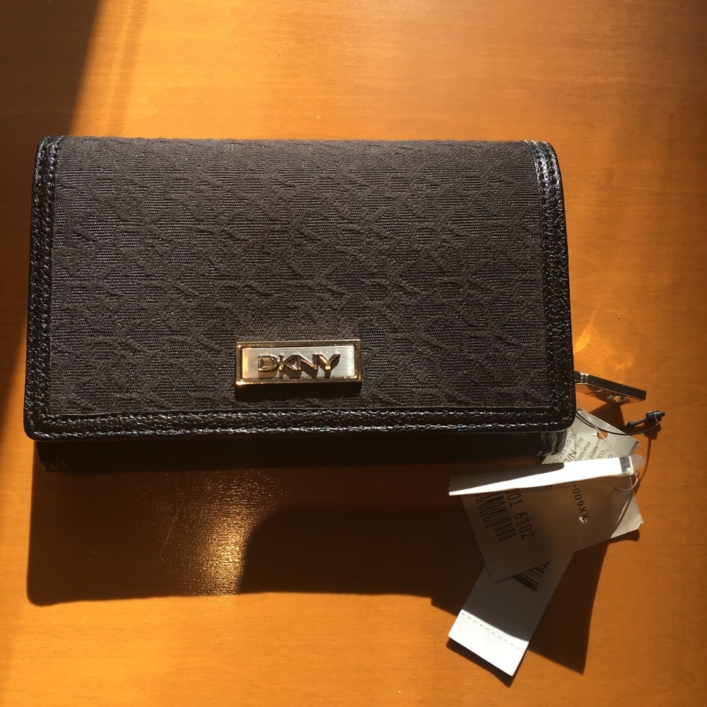 Black Canvas DKNY Flip Wallet —New With Tags